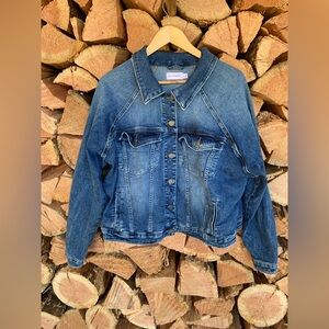 Women’s 1X Dark Wash Blue Denim Jean Jacket 90s 80s‎ Grunge Lagenlook Layer Fall